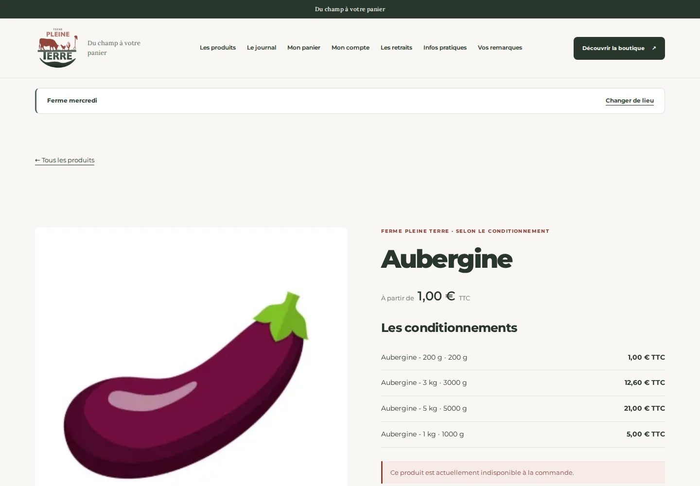 Ferme Pleine-terre · même fiche Aubergine V2, écran complet 1440 × 1000