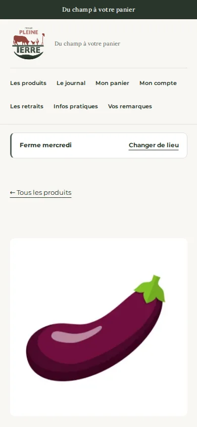 Ferme Pleine-terre V2 · fiche Aubergine sur mobile
